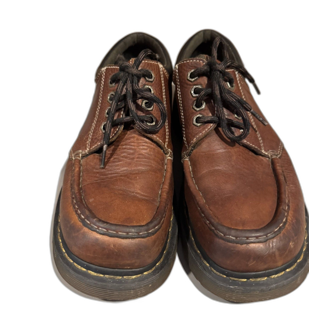 Dr. Martens Moc Toe Oxford 8A25 Brown Leather AirWair Chunky Lace Up Y2K Mens 10 - Picture 5 of 9